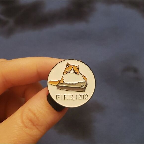 📦🐈if it fits, i sits enamel pin - Picture 3 of 10